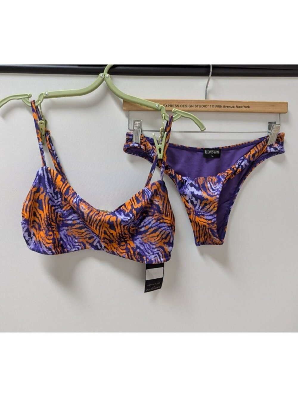 ICON SWIM Purple Zebra Striped Bikini Top & Bottoms 2-Piece Swim Set